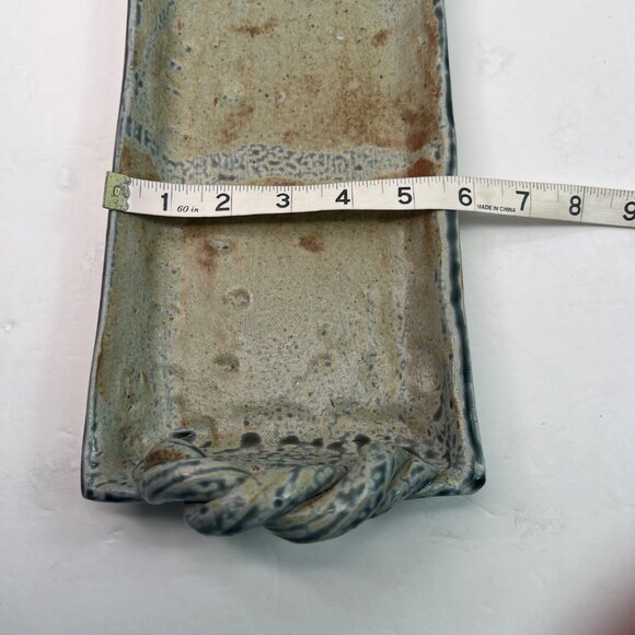 Stoneware Handmade Tray With Twisted Handles & Earthy Glaze Finish - Picture 9 of 10